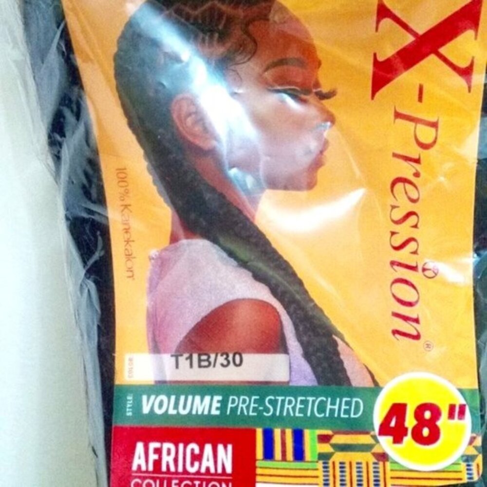 2 PK New X-pression Volume Pre-Stretched 48" Braid Hair African Collection 1B/30